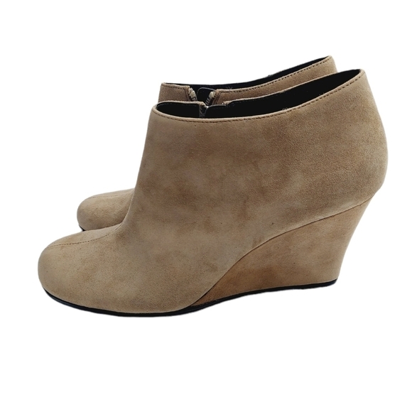 Aerosoles Heelrest Plum Pie Beige Suede Ankle Boot Wedge Heel Zip Women’s 9.5 M - Picture 5 of 12